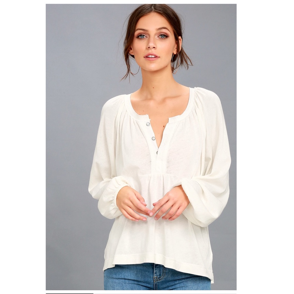 We The Free by Free People Creamy White Arcadia Long Sleeve Top NWOT